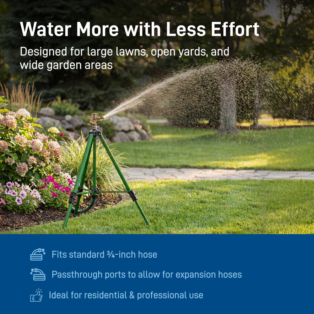 Orbit sprinkler watering a garden bed to protect plants and roots