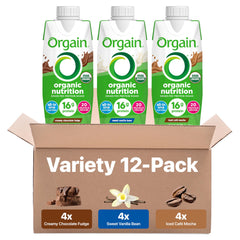 Orgain bottle front packaging showing flavor and organic badge for quick selection