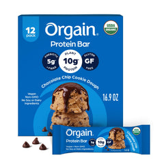 Orgain front packaging showing Chocolate Chip Cookie Dough and organic badge for trust