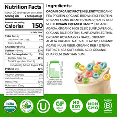 Close-up of Orgain Fruity Cereal powder texture showcasing smooth mixability and creamy consistency