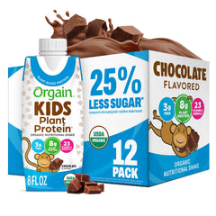 Orgain front packaging showing chocolate shake and kid-friendly design benefiting grab-and-go convenience