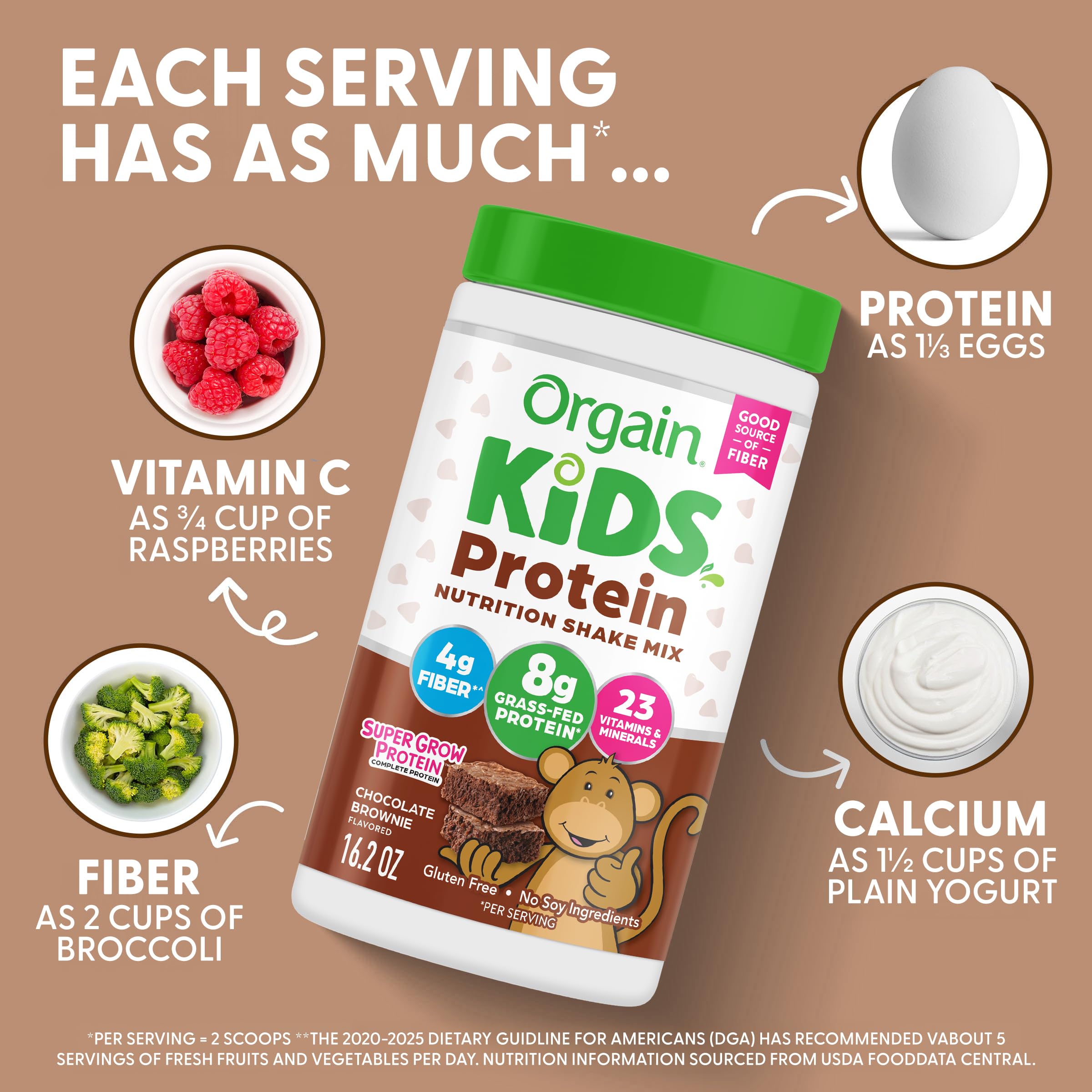 Orgain fruit and veggie powder bowl showing added micronutrient boost