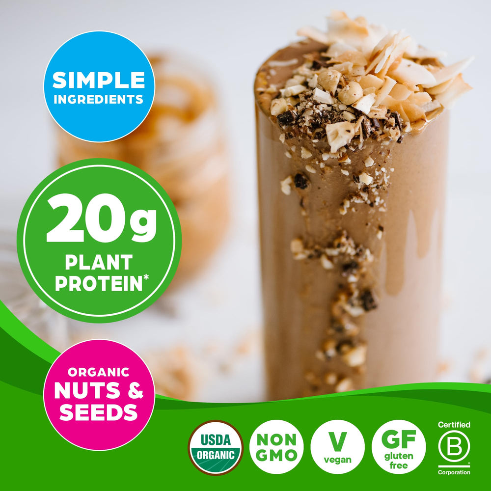 Orgain peanut butter shake in glass illustrating creamy, ready-to-drink benefit