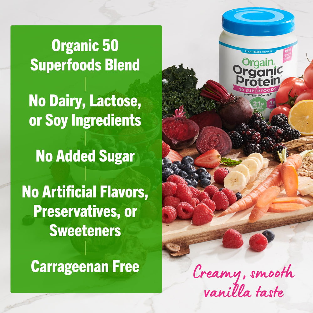 Orgain measuring spoon with powder showing exact serving size convenience