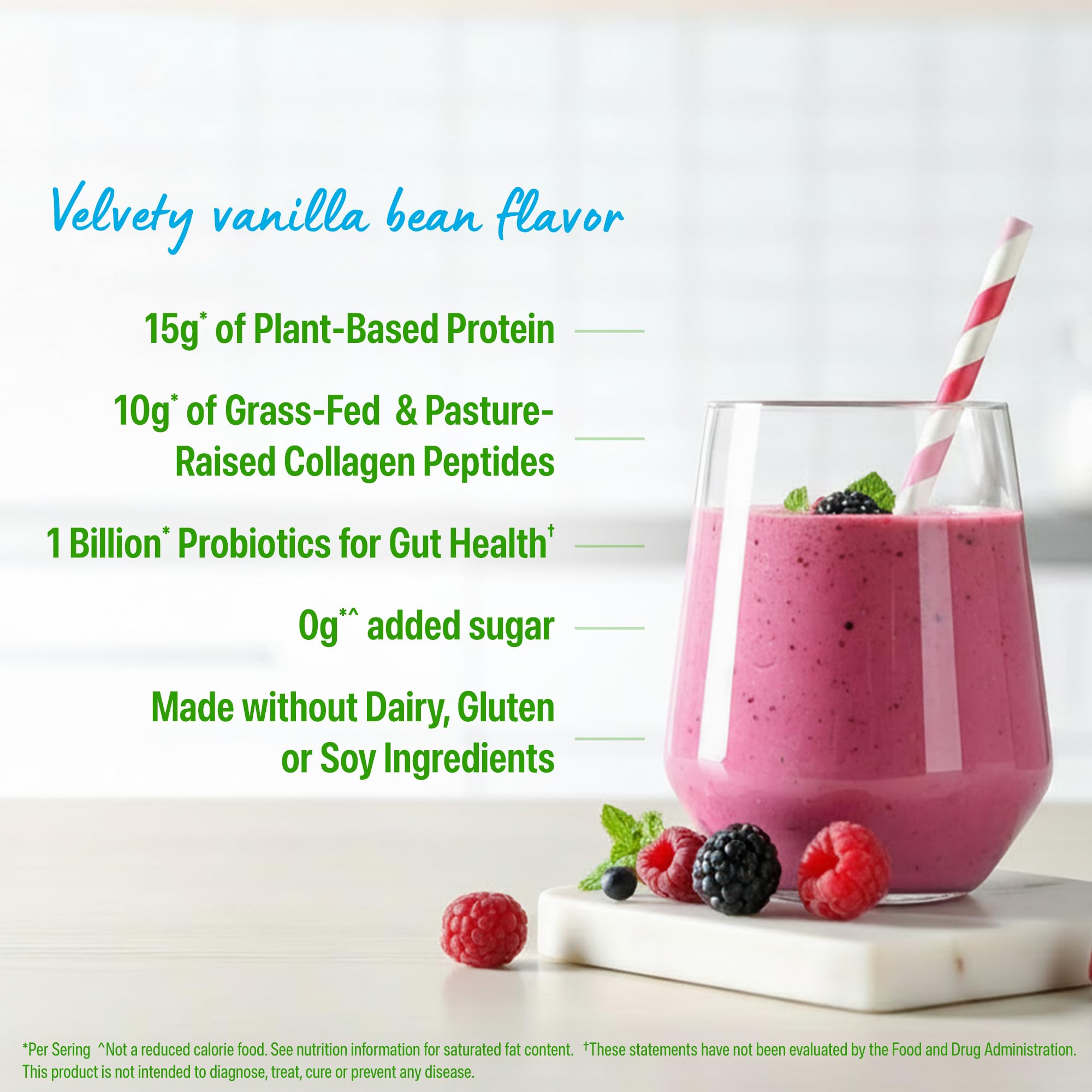 Orgain vanilla protein smoothie poured into glass for quick nutrition