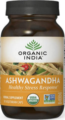 ORGANIC INDIA bottle front packaging showing product and benefits