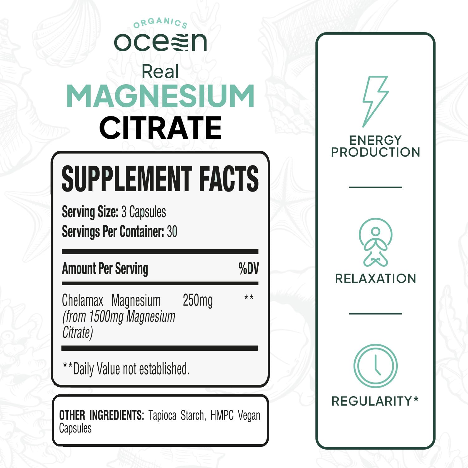 Organics Ocean capsule close-up revealing smooth texture and easy swallowing