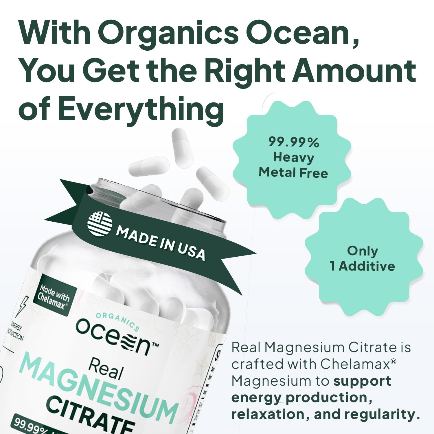 Organics Ocean powder texture and label highlighting Dead Sea sourcing benefit