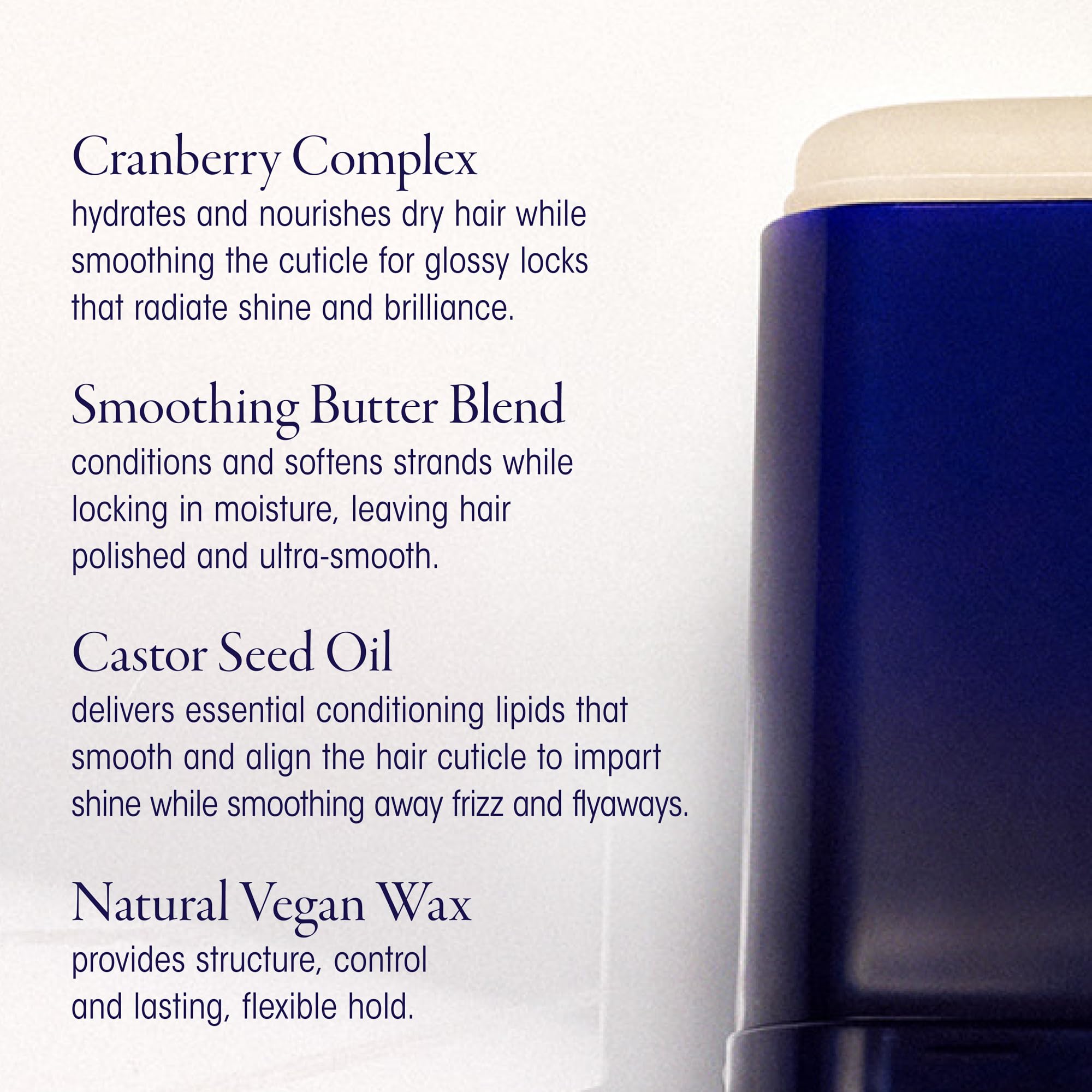 Applying Oribe wax stick to bangs to tame flyaways and refine edges benefit