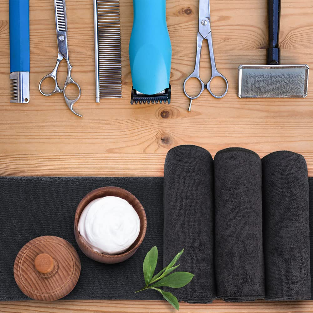 Orighty towel beside ruler showing 16 x 29 inch scale for full coverage and styling versatility