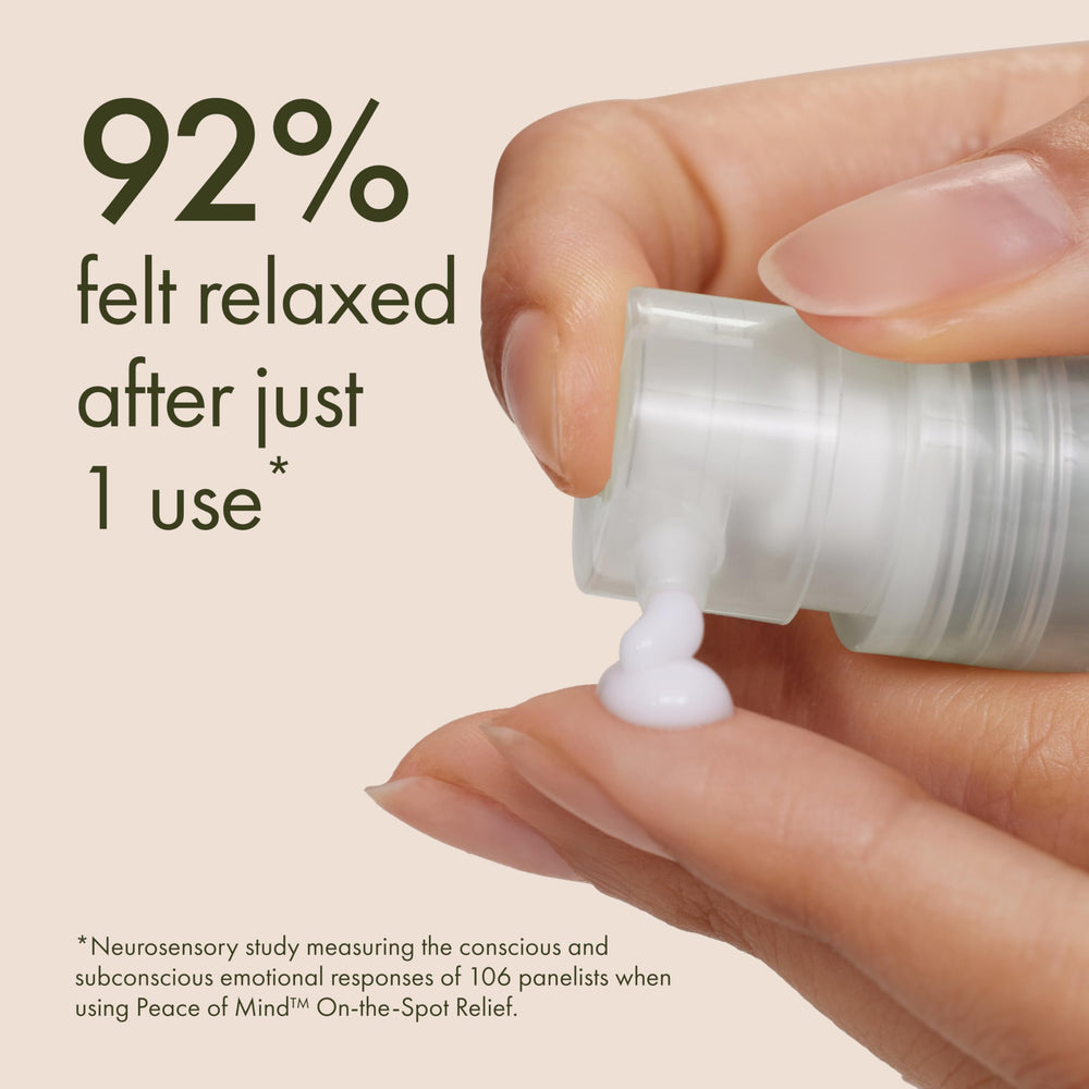 Origins Peace of Mind spray nozzle close-up demonstrating easy on-the-spot application