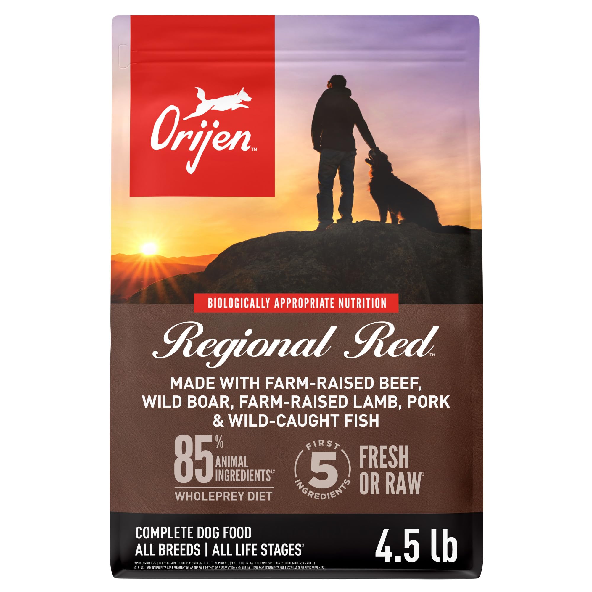 ORIJEN lifestyle shot in kitchen highlighting everyday feeding ease