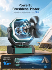 Orteen LED light display with three brightness levels for versatile campsite lighting