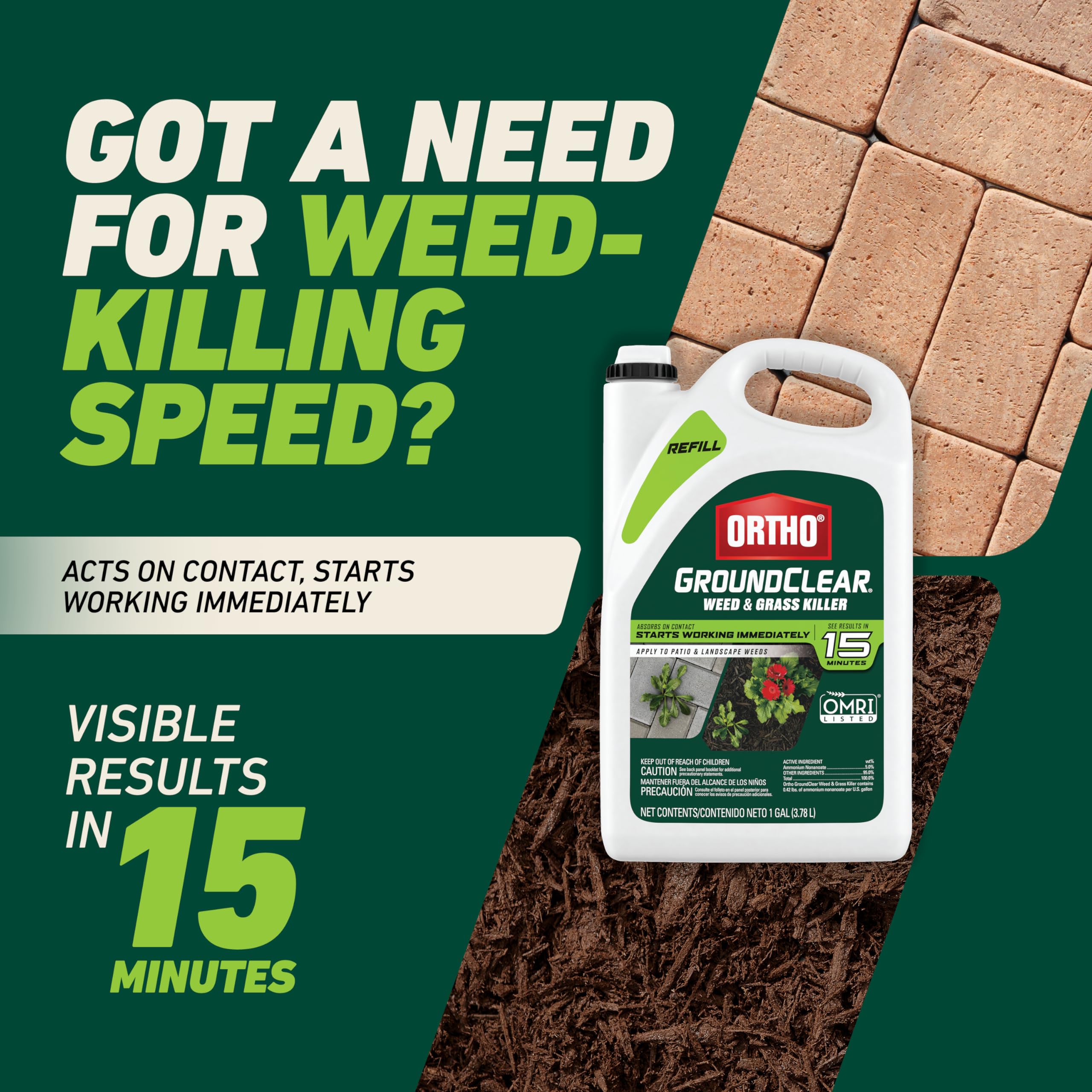 Ortho before and after on driveway crack weeds showing visible control