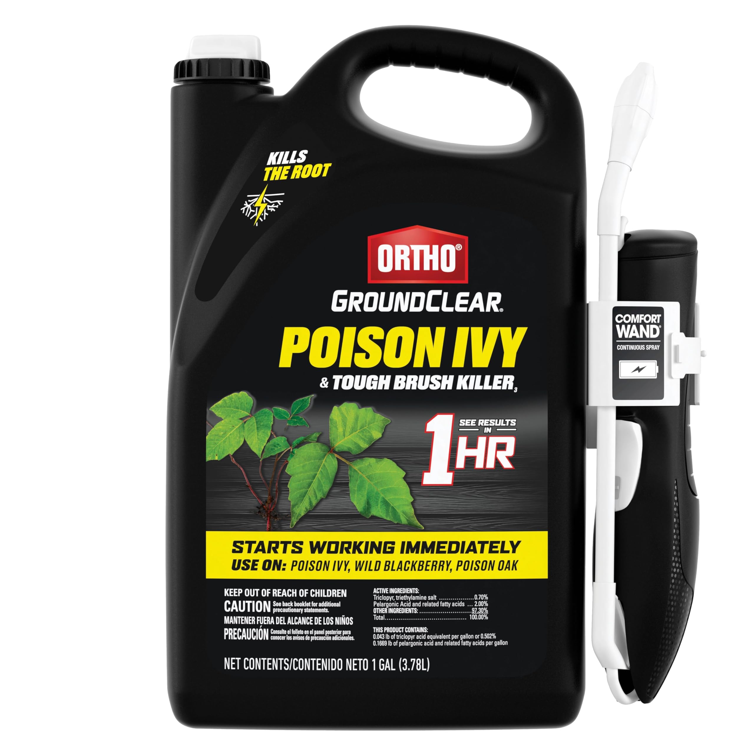 Ortho GroundClear front label showing product name and fast-acting benefit
