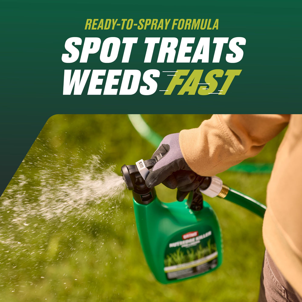 Ortho sprayer in use on lawn demonstrating even application across turf