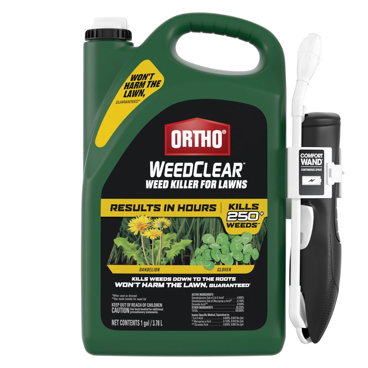 Ortho WeedClear front label showing product name and size benefits