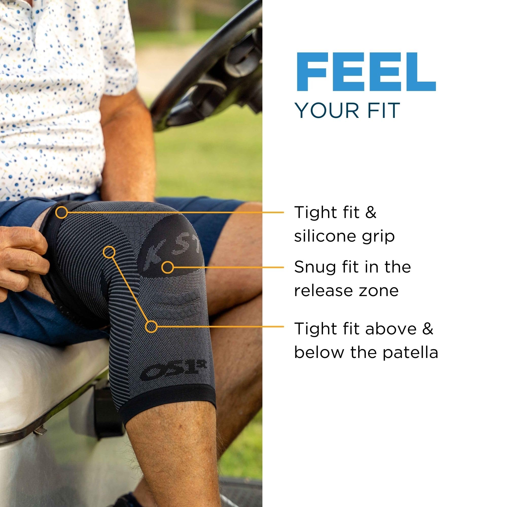 OrthoSleeve KS7 compression zone detail showing targeted support areas