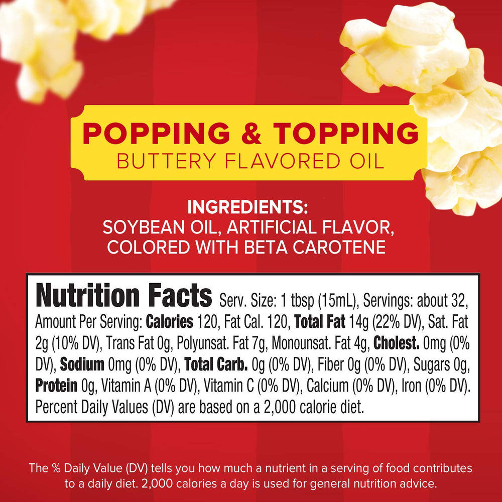 Orville Redenbacher's bottle top and cap highlighting easy pouring and control