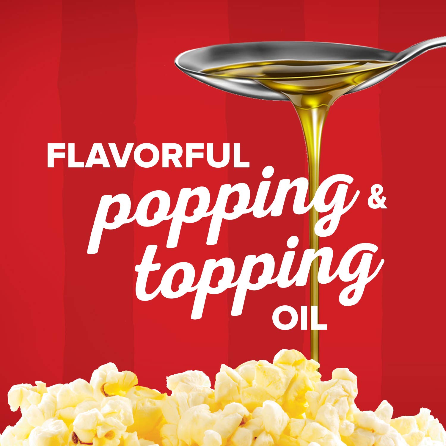 Orville Redenbacher's oil pouring over popcorn to boost buttery flavor