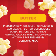 Orville Redenbacher's popped butter popcorn top view highlighting fluffy texture