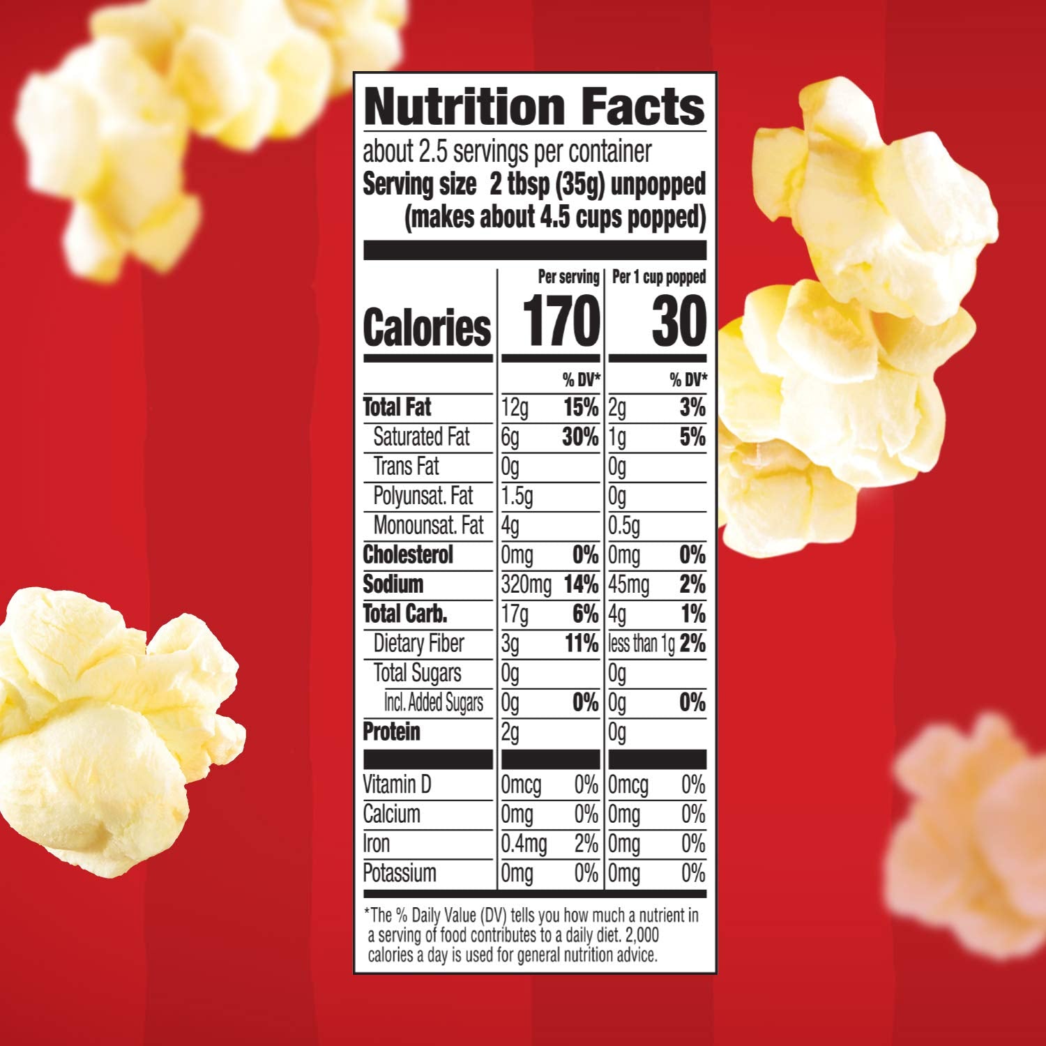 Orville Redenbacher's single 3.29 oz bag front with clear labeling and freshness