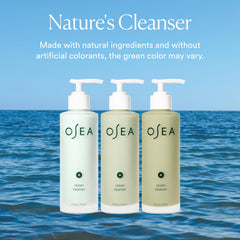 OSEA cleanser in hand demonstrating gentle lather and cleansing benefit
