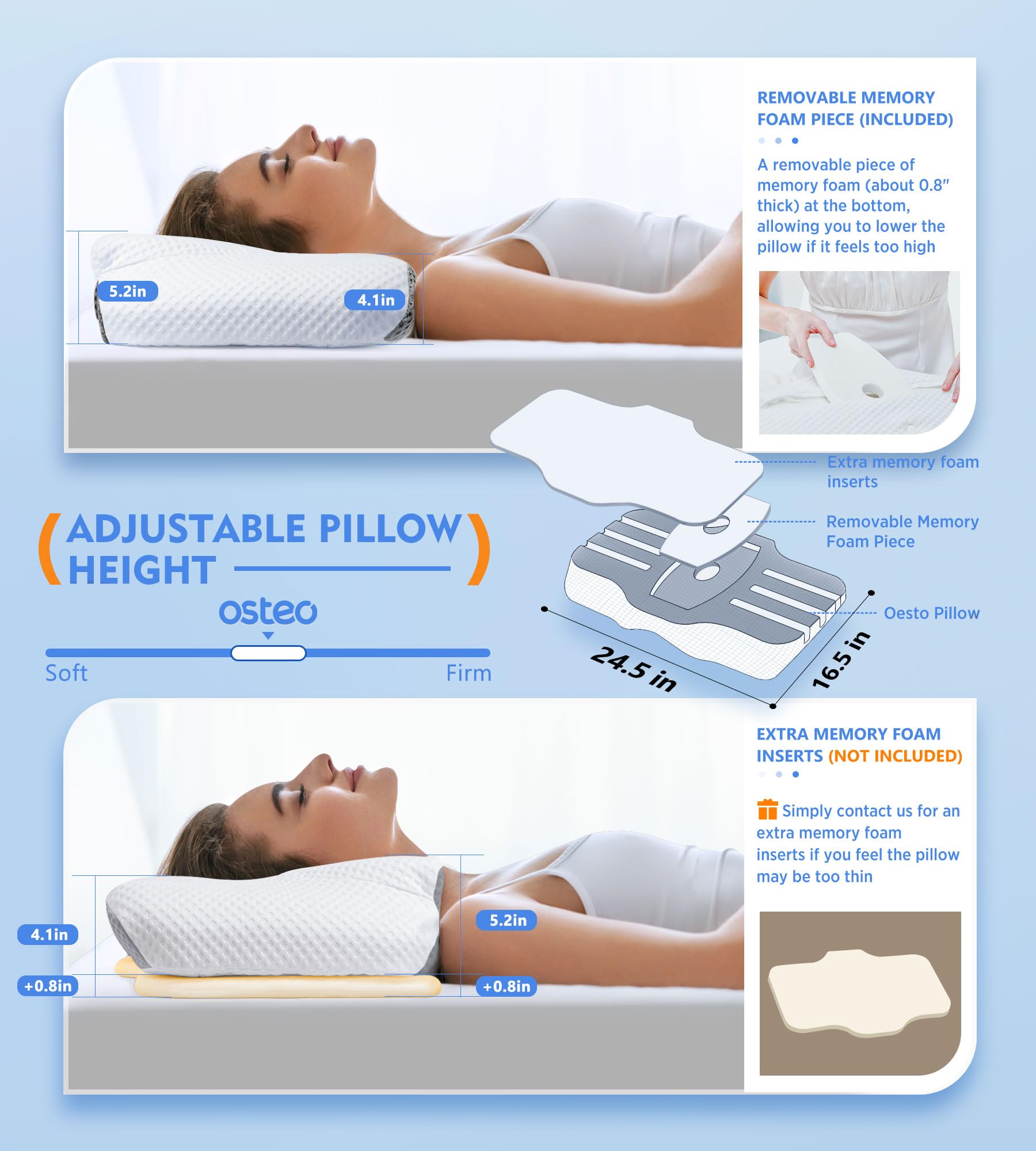 Osteo adjustable insert removed showing customizable loft and personalized fit