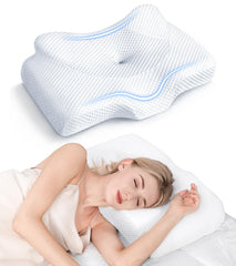 Osteo front view pillow showing ergonomic shape and comfort benefit