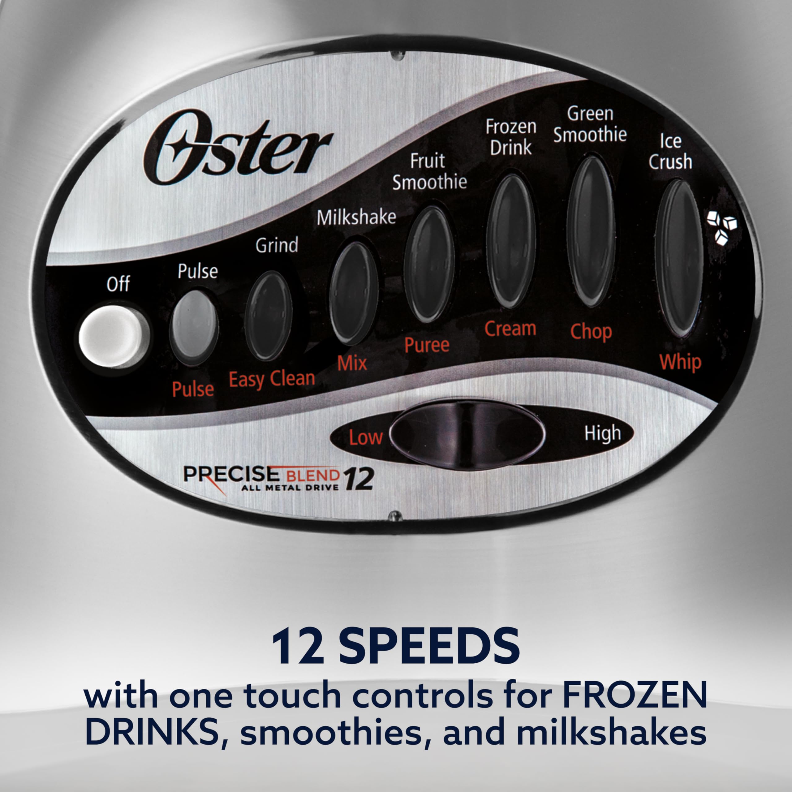 Oster blender in use making a smoothie demonstrating smooth blending results