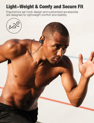 Otium U18 earbuds in use while running demonstrating sweatproof design