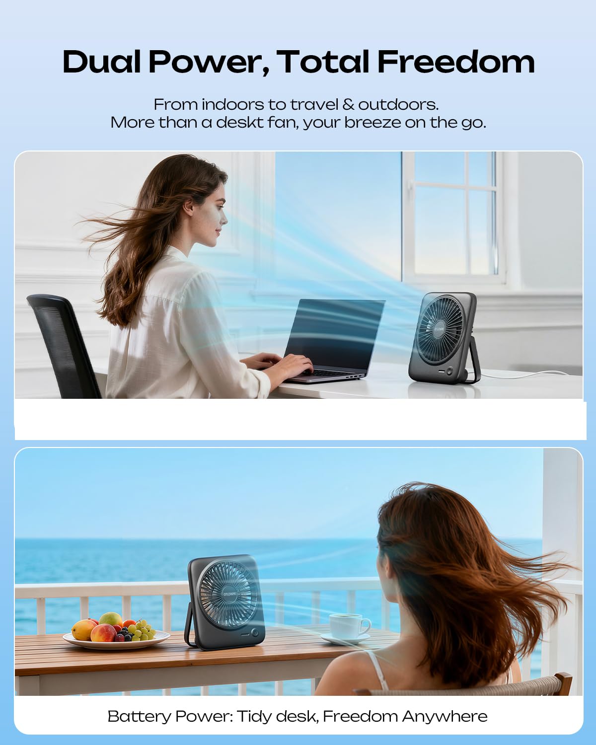Otlonpe foldable angled stand demonstrating portability and adjustable tilt for targeted airflow