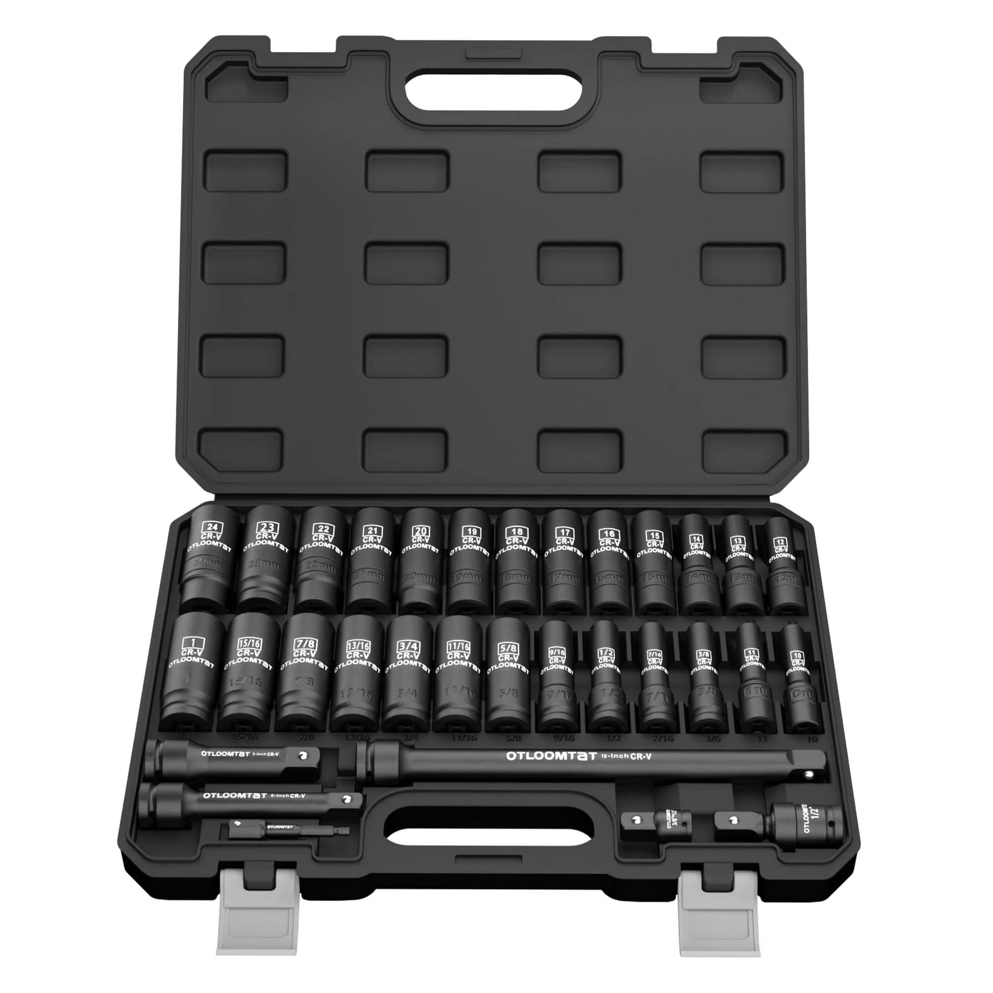 OTLOOMTBT open carrying case showing full 32-piece impact socket kit for organized storage