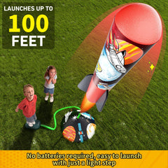 Otoseth launch stand in use with rocket ascending to demonstrate distance