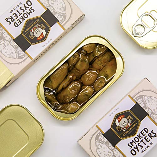 Otter Kingdom opened can with oysters in olive oil ready to serve immediately