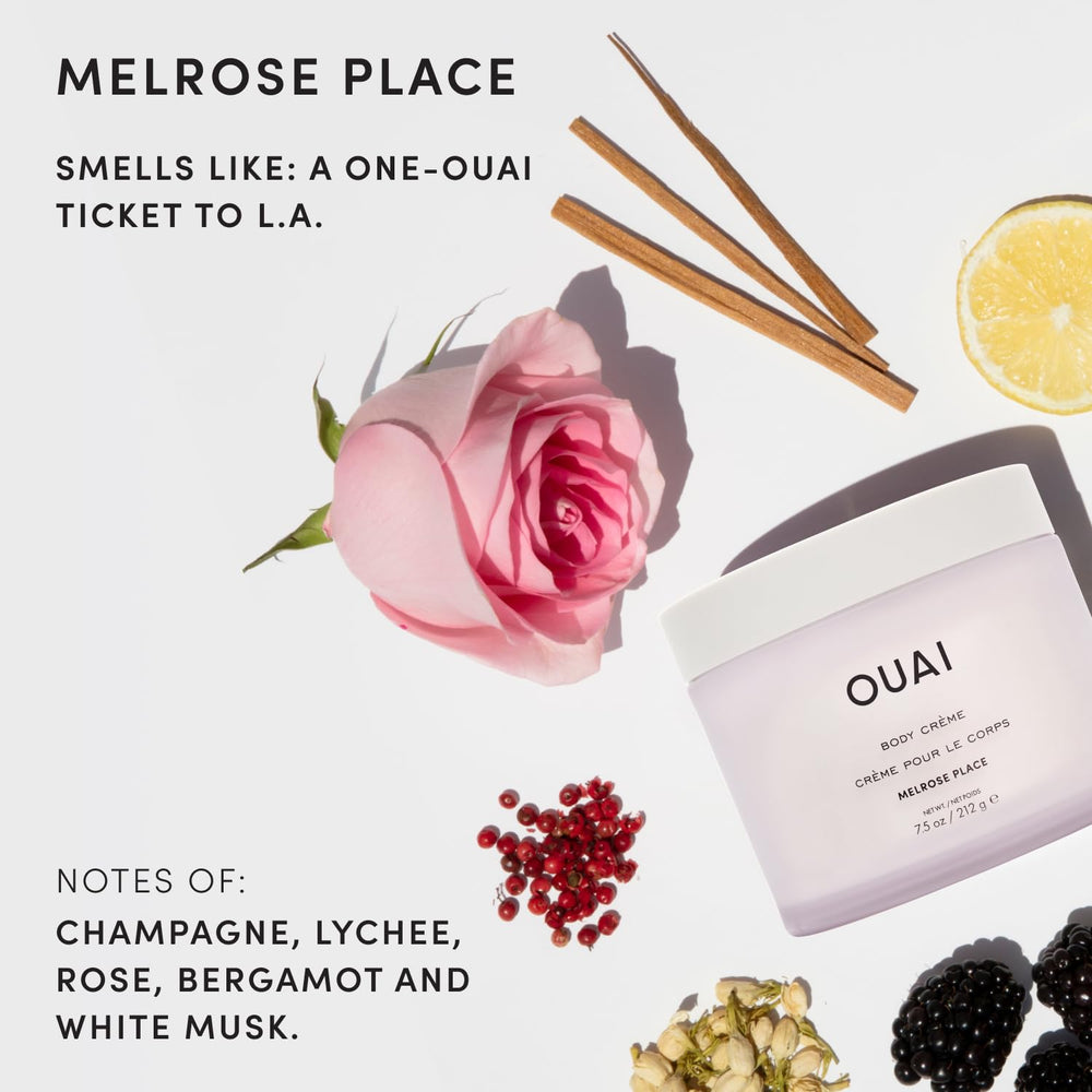 OUAI label close-up showing ingredients list and clean formulation benefit