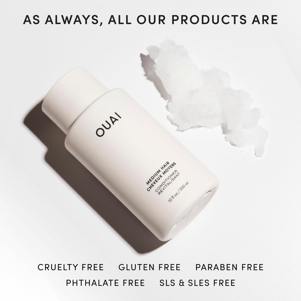 Babassu and coconut close-up with OUAI branding showing lightweight hydration