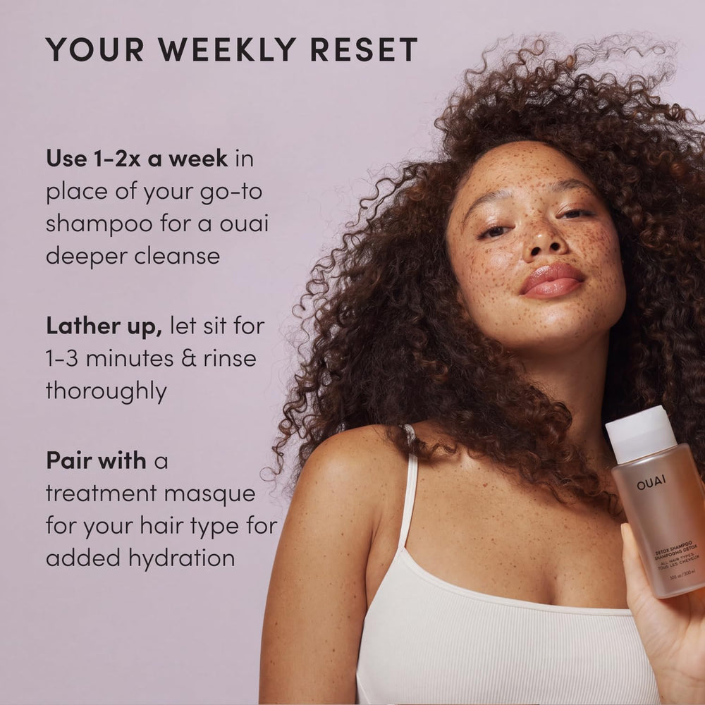 OUAI Detox Shampoo paired with OUAI conditioner for balanced routine