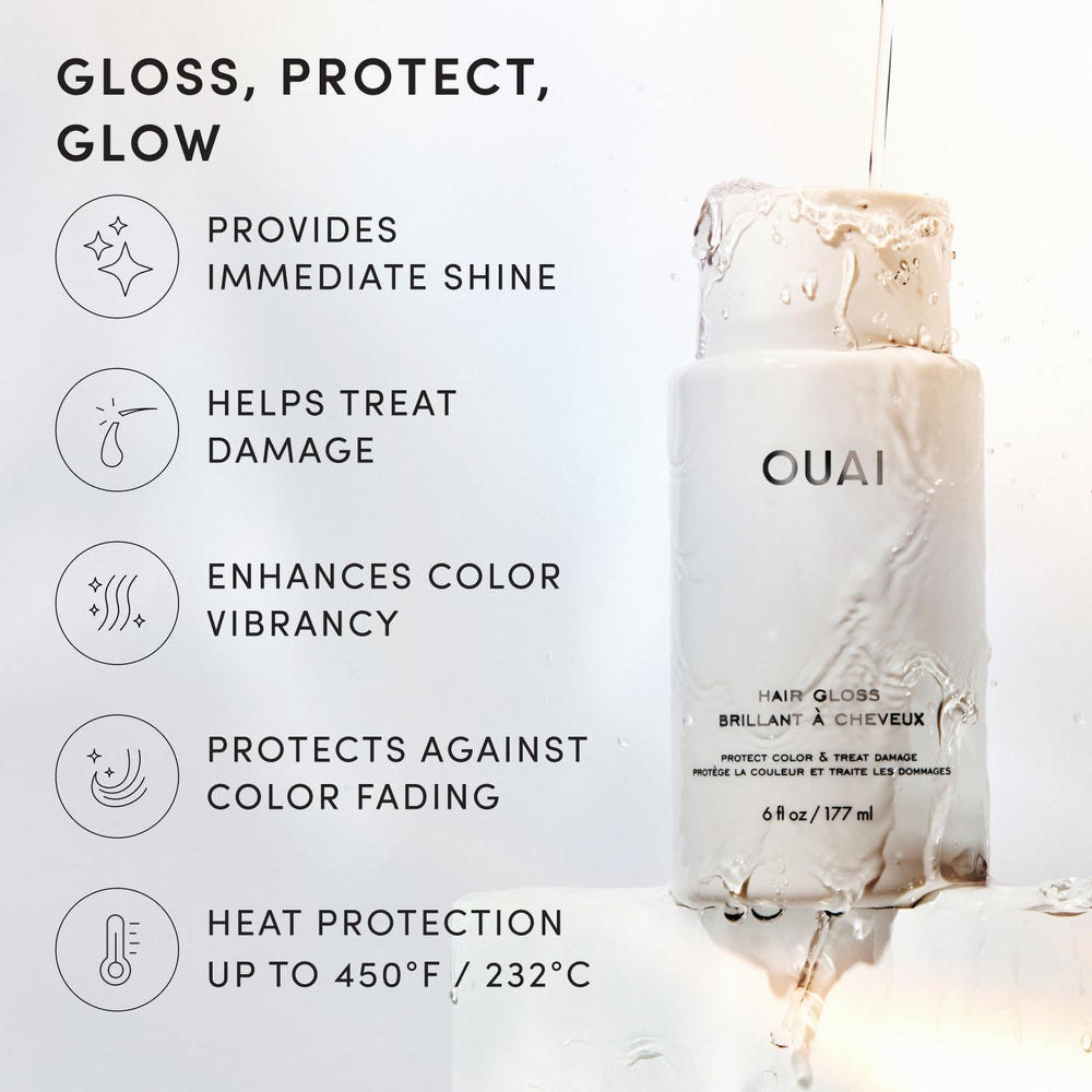 OUAI applying Hair Gloss to mid-lengths and ends for instant shine benefit