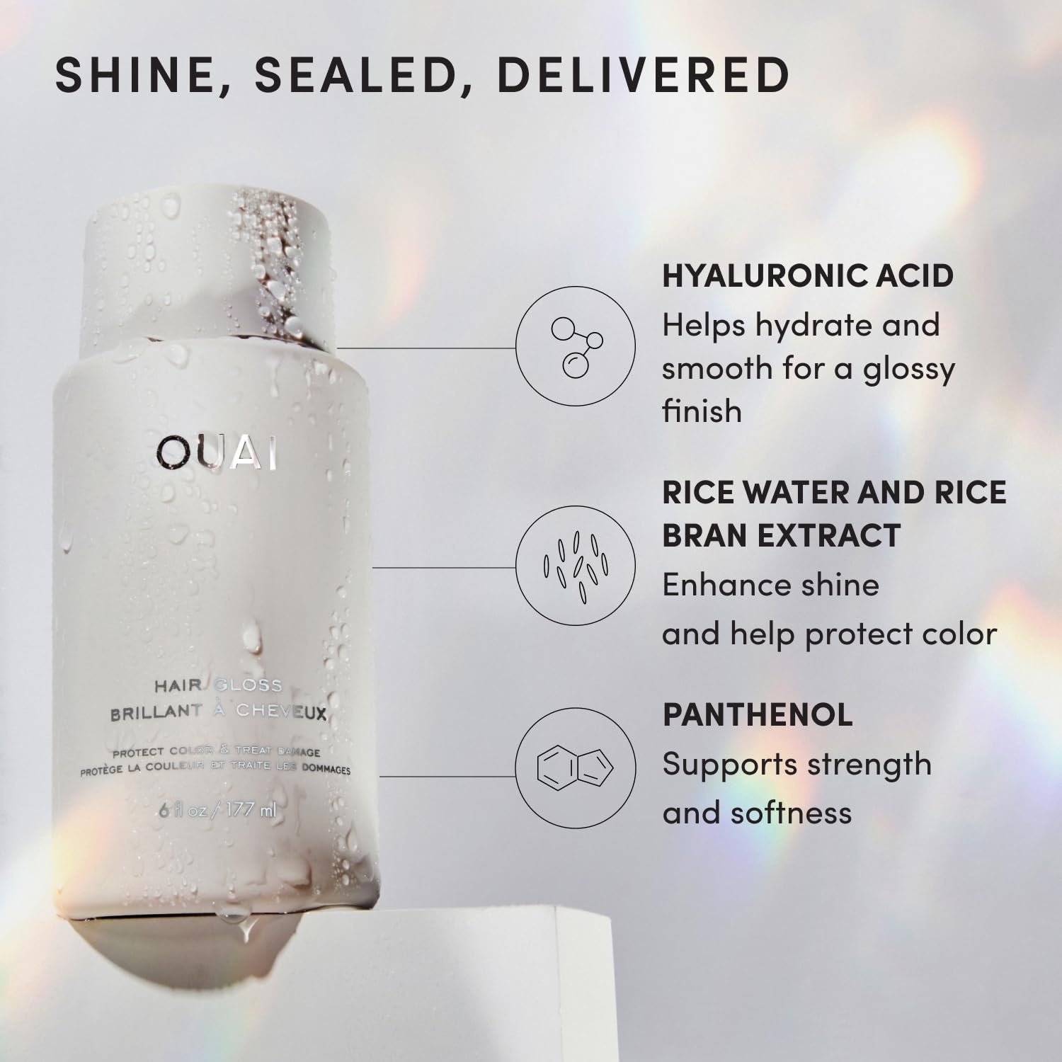 OUAI shiny blown-out hair after heat styling demonstrating protective benefit