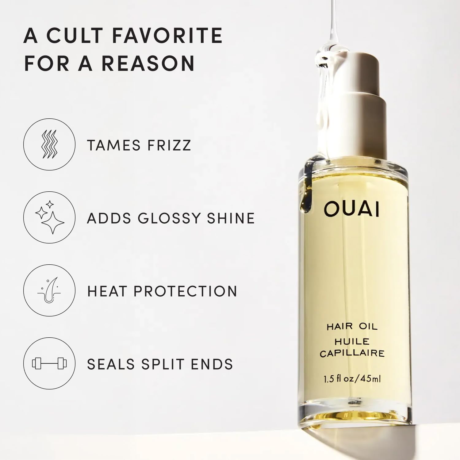 OUAI ingredient display with Ama and Baobab oils for nourishment
