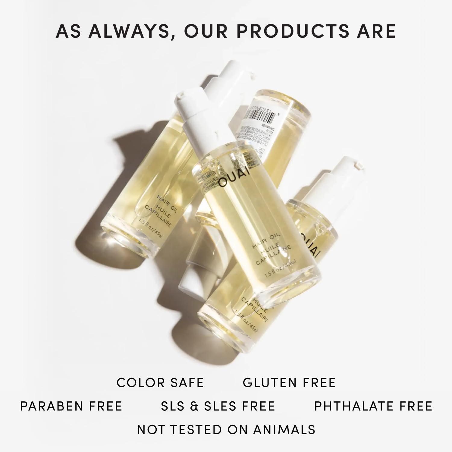 OUAI bottle inside toiletry bag for convenient on-the-go styling