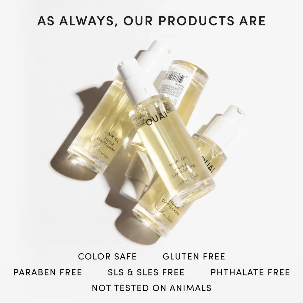 OUAI bottle inside toiletry bag for convenient on-the-go styling