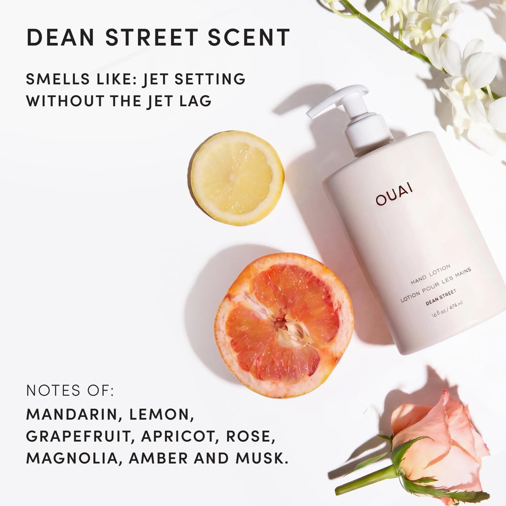 OUAI bottle on bathroom counter offering a stylish refill option for routines