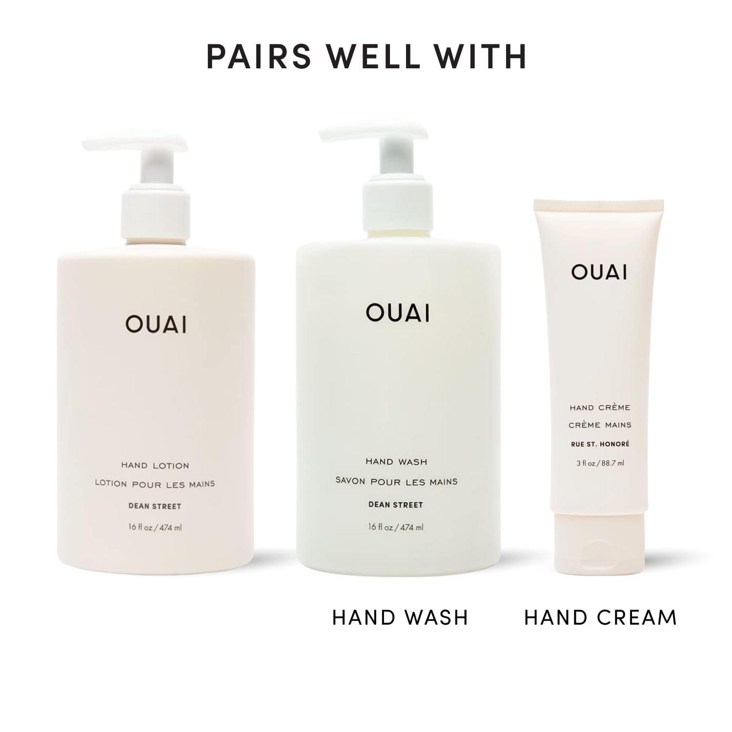 OUAI bottle next to a soda can to illustrate 16 fl oz generous size benefit