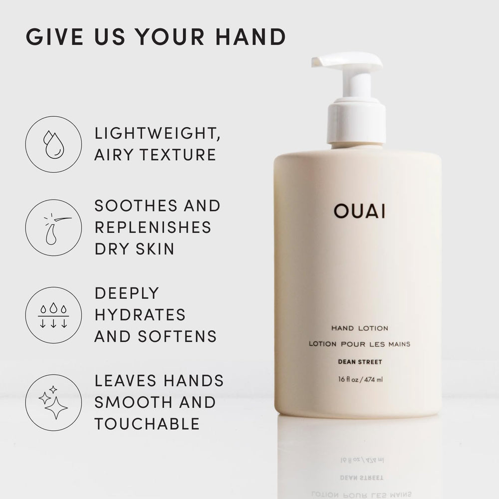 OUAI lotion texture on skin showing fast absorption and lightweight hydration