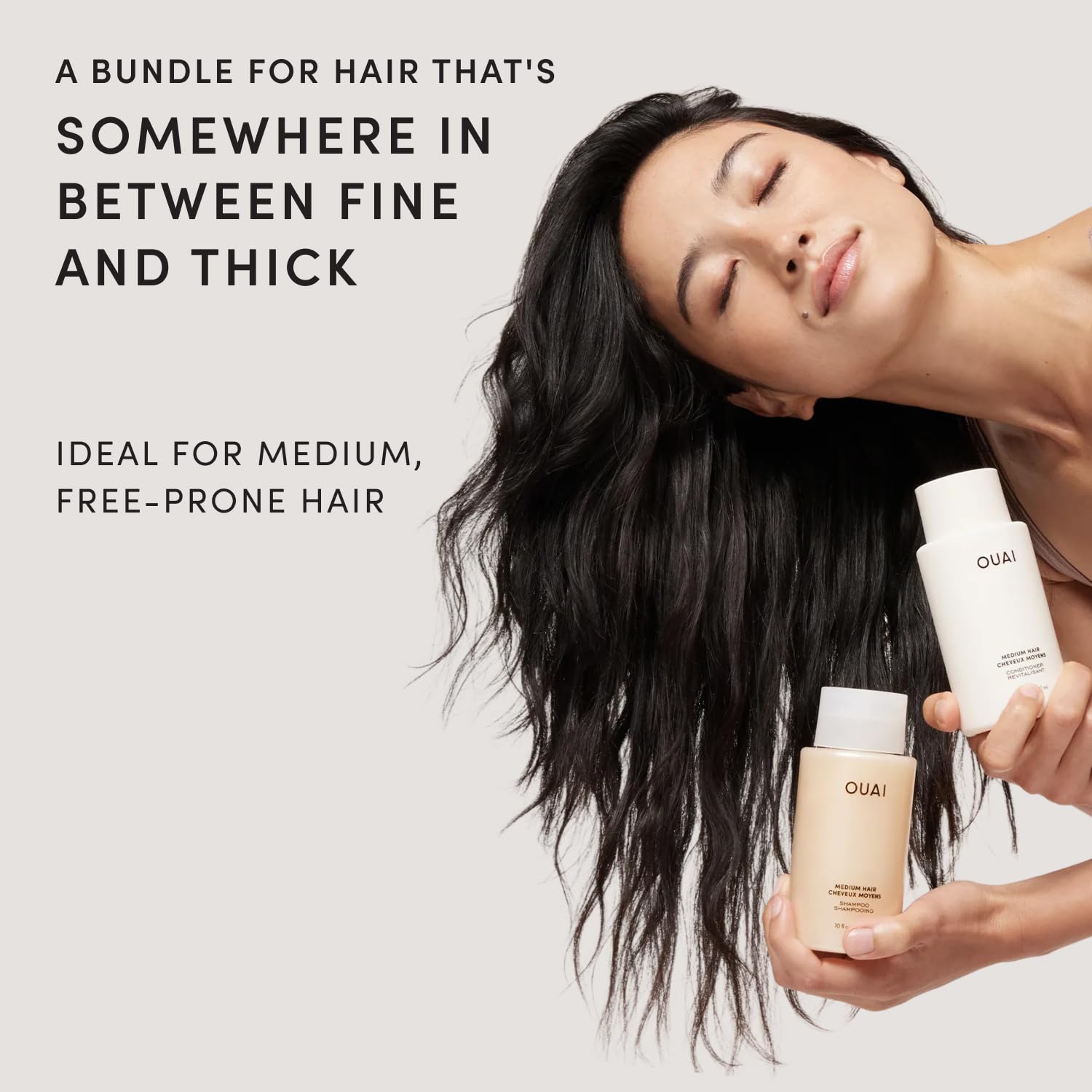 OUAI shampoo close-up lather demonstrating gentle cleansing and manageable foam