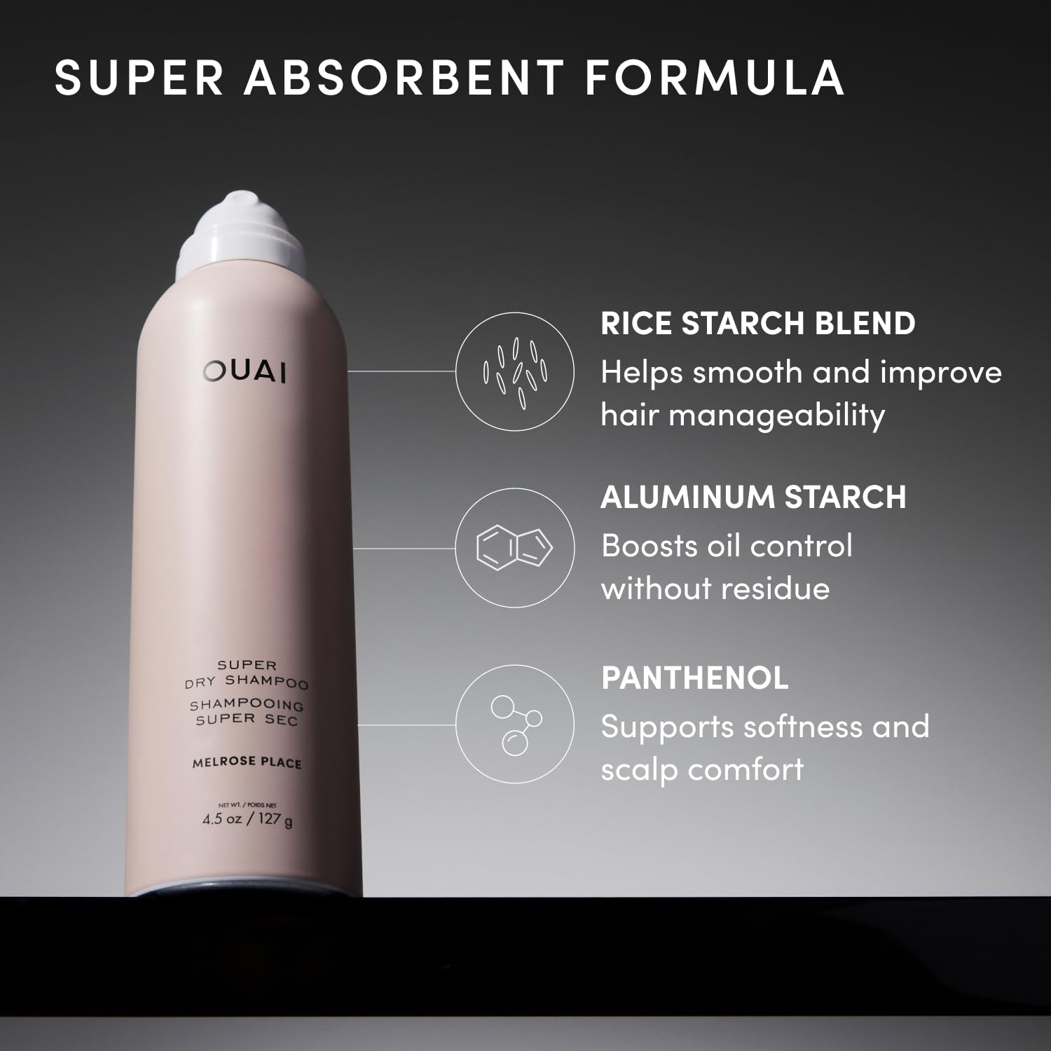 OUAI close-up of texture showing lightweight powder that blends discreetly
