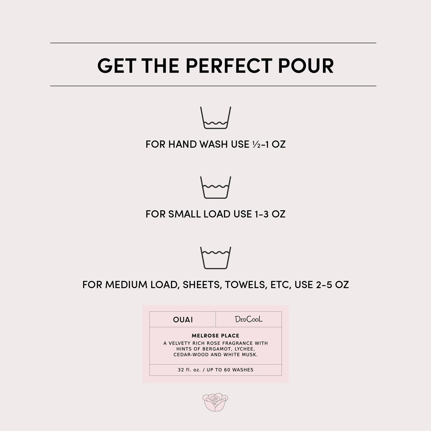 Measuring cap with OUAI dosing chart to illustrate exact wash benefits