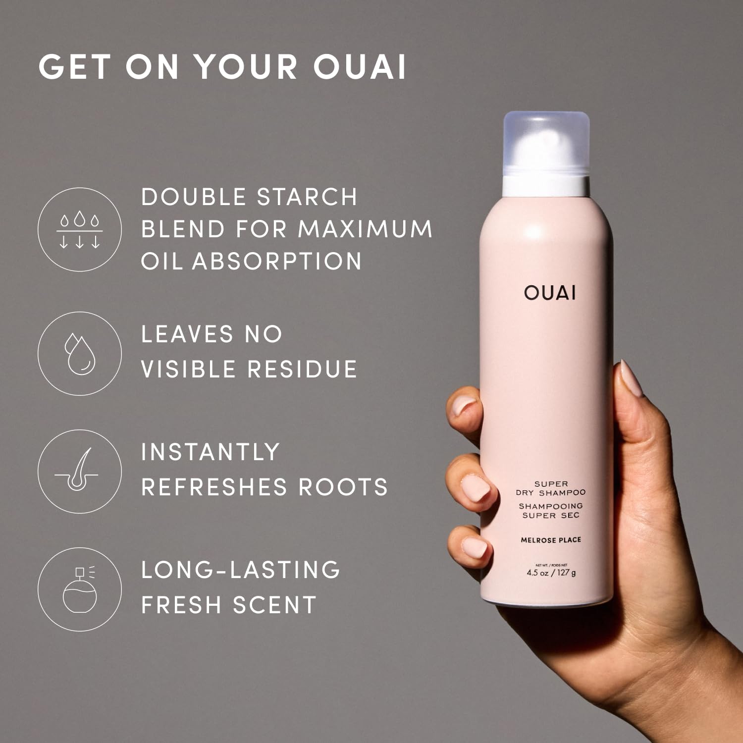 OUAI can spraying fine mist to absorb oil and refresh roots instantly